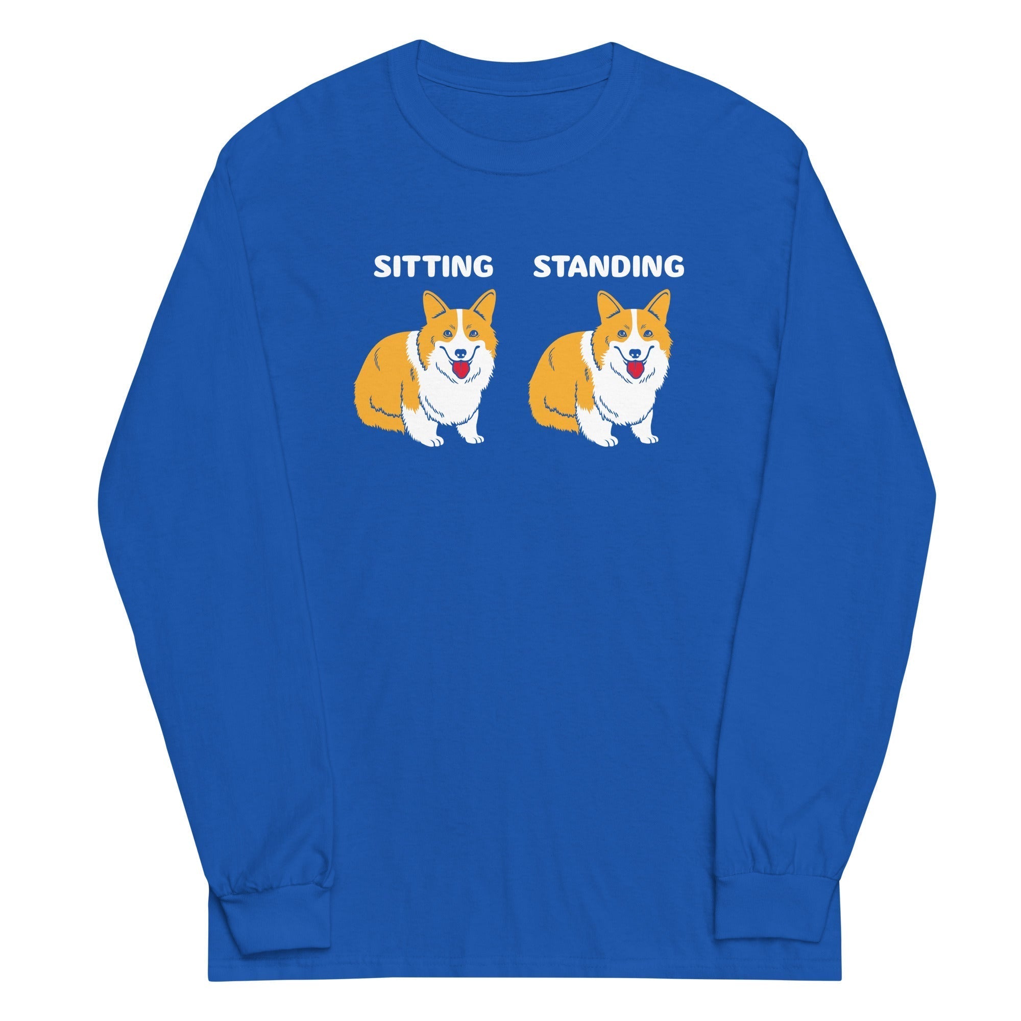 Corgi Sitting And Standing Unisex Long Sleeve Tee Hoodie, Sweatshirt | CoreVibeTees.com (Image 4)