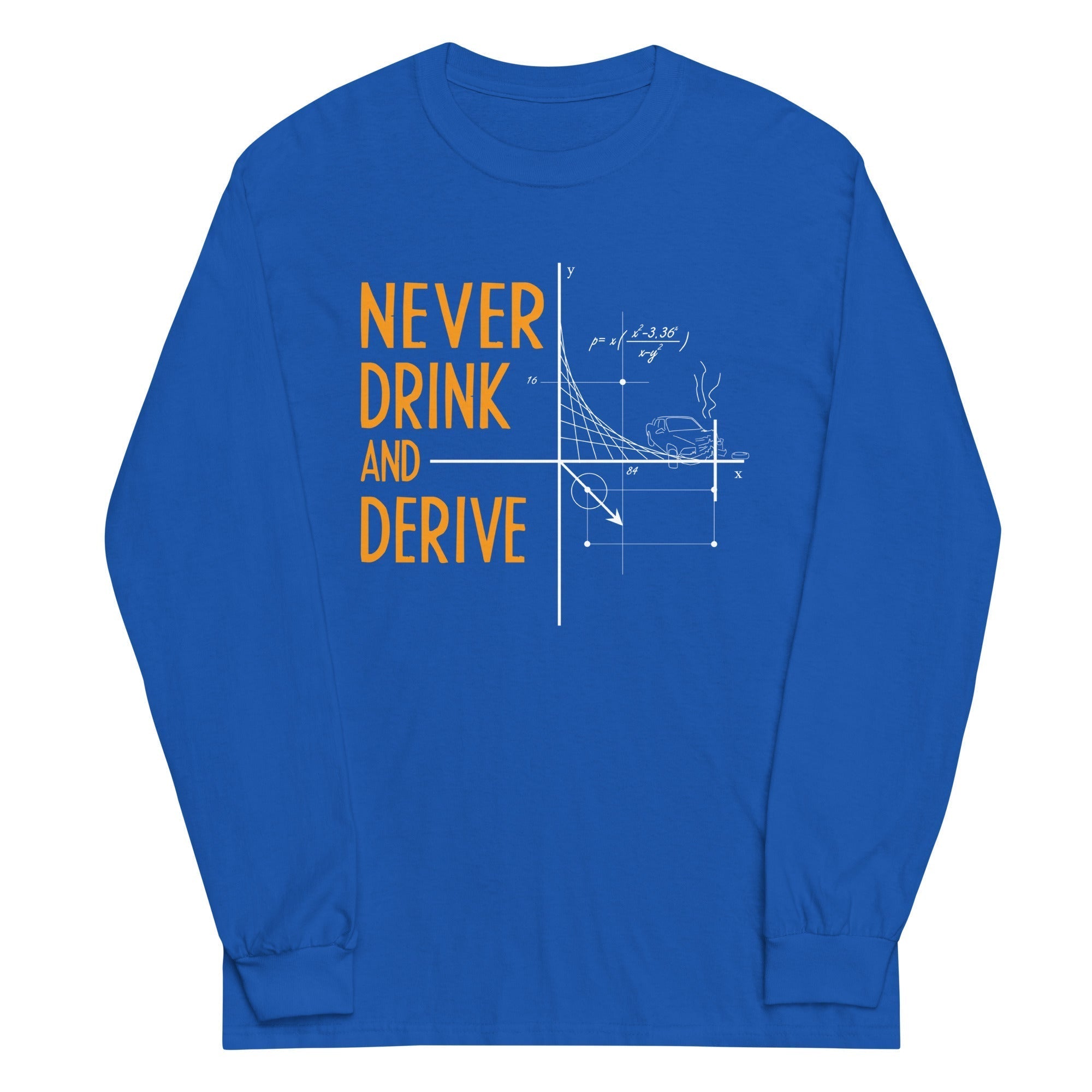 Never Drink and Derive Unisex Long Sleeve Tee Hoodie, Sweatshirt | CoreVibeTees.com (Image 1)