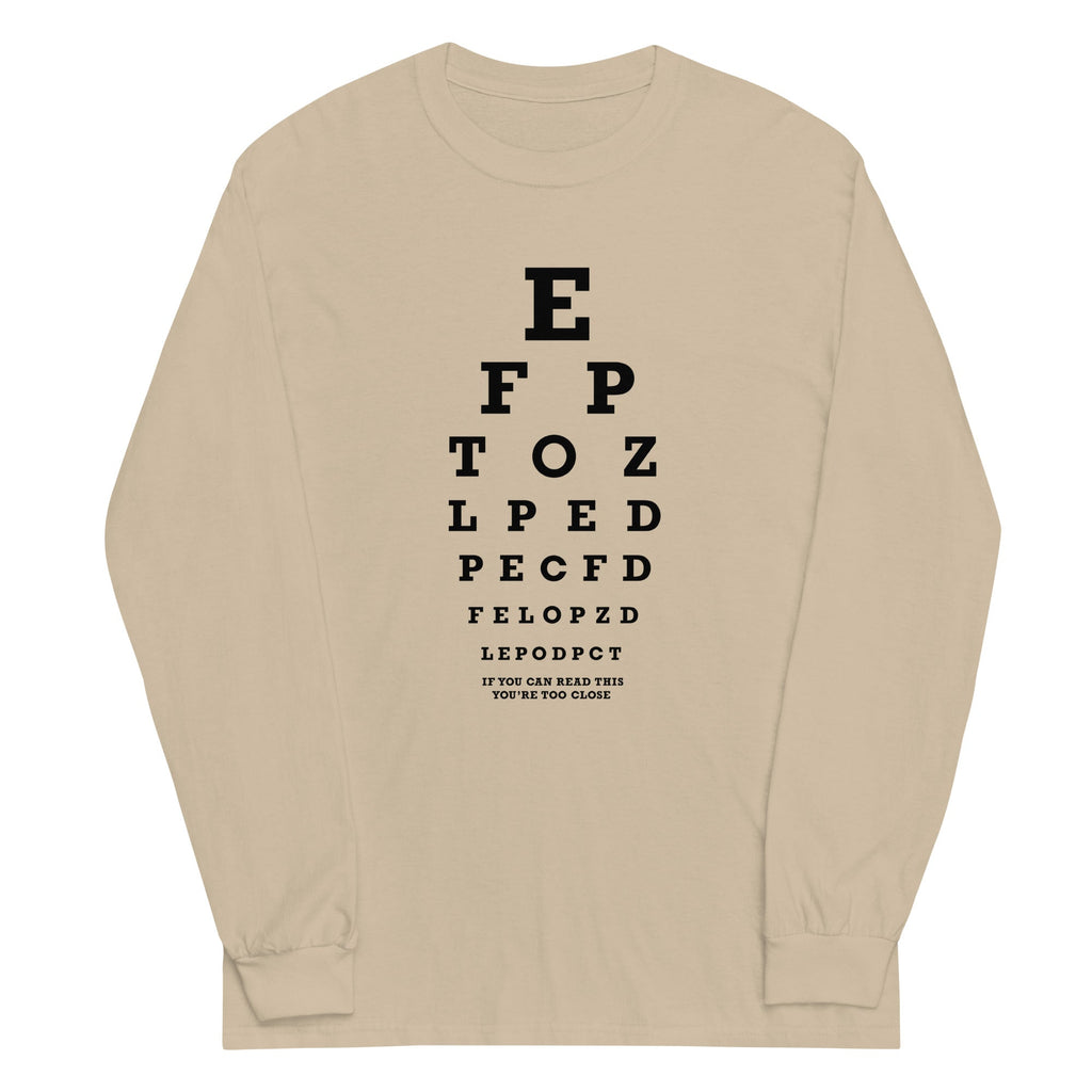 Too Close Eye Chart Unisex Long Sleeve Tee Hoodie, Sweatshirt | CoreVibeTees.com (Image 4)