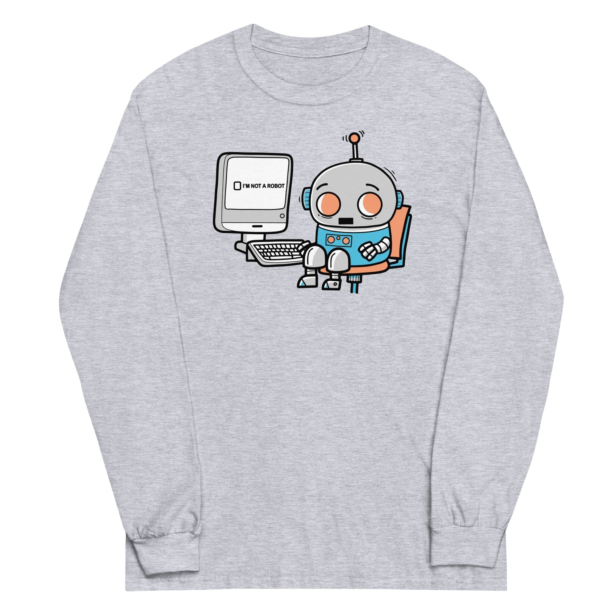 Robot Captcha Unisex Long Sleeve Tee Hoodie, Sweatshirt | CoreVibeTees.com (Image 1)