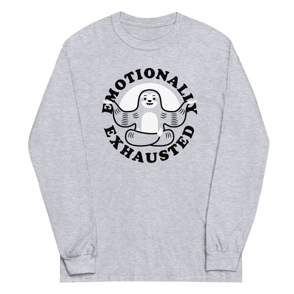 Emotionally Exhausted Unisex Long Sleeve Tee Hoodie, Sweatshirt | CoreVibeTees.com (Image 1)