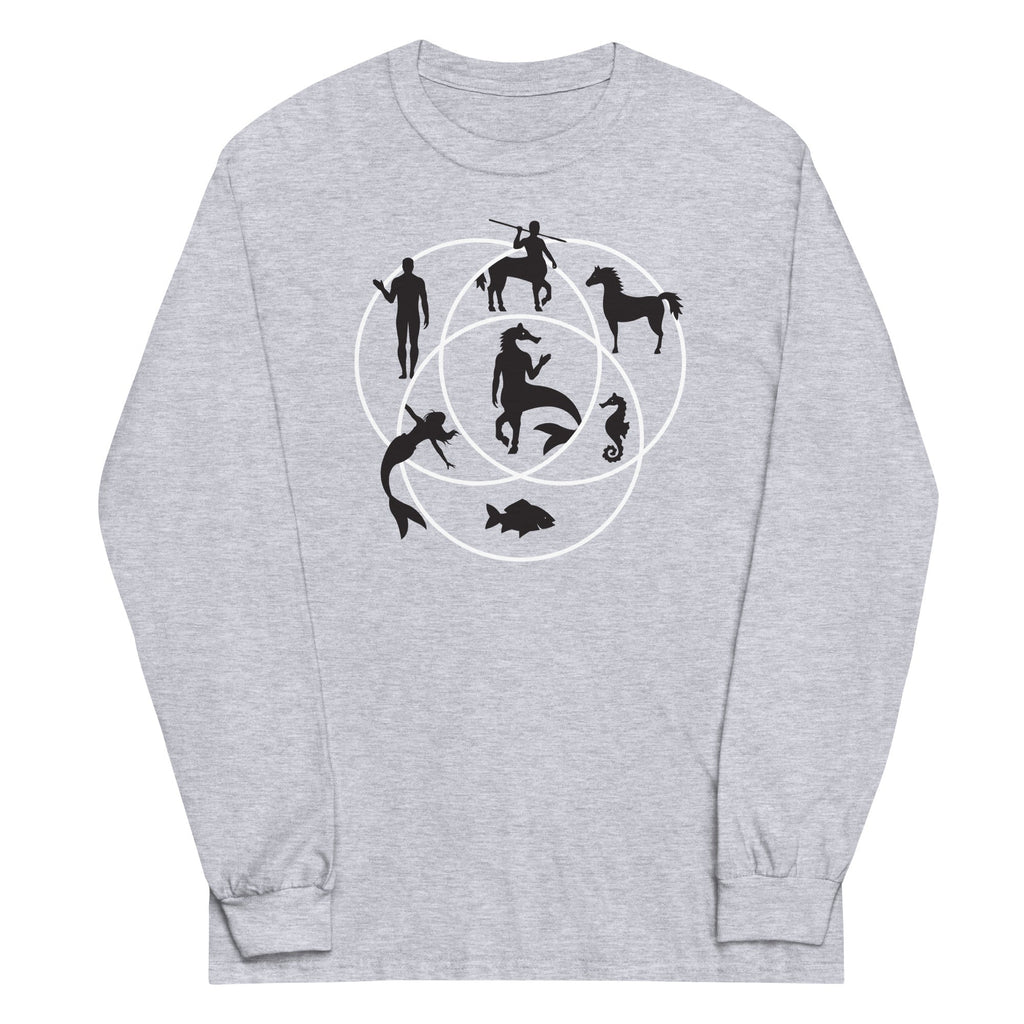 Human Horse Fish Venn Diagram Unisex Long Sleeve Tee Hoodie, Sweatshirt | CoreVibeTees.com (Image 1)