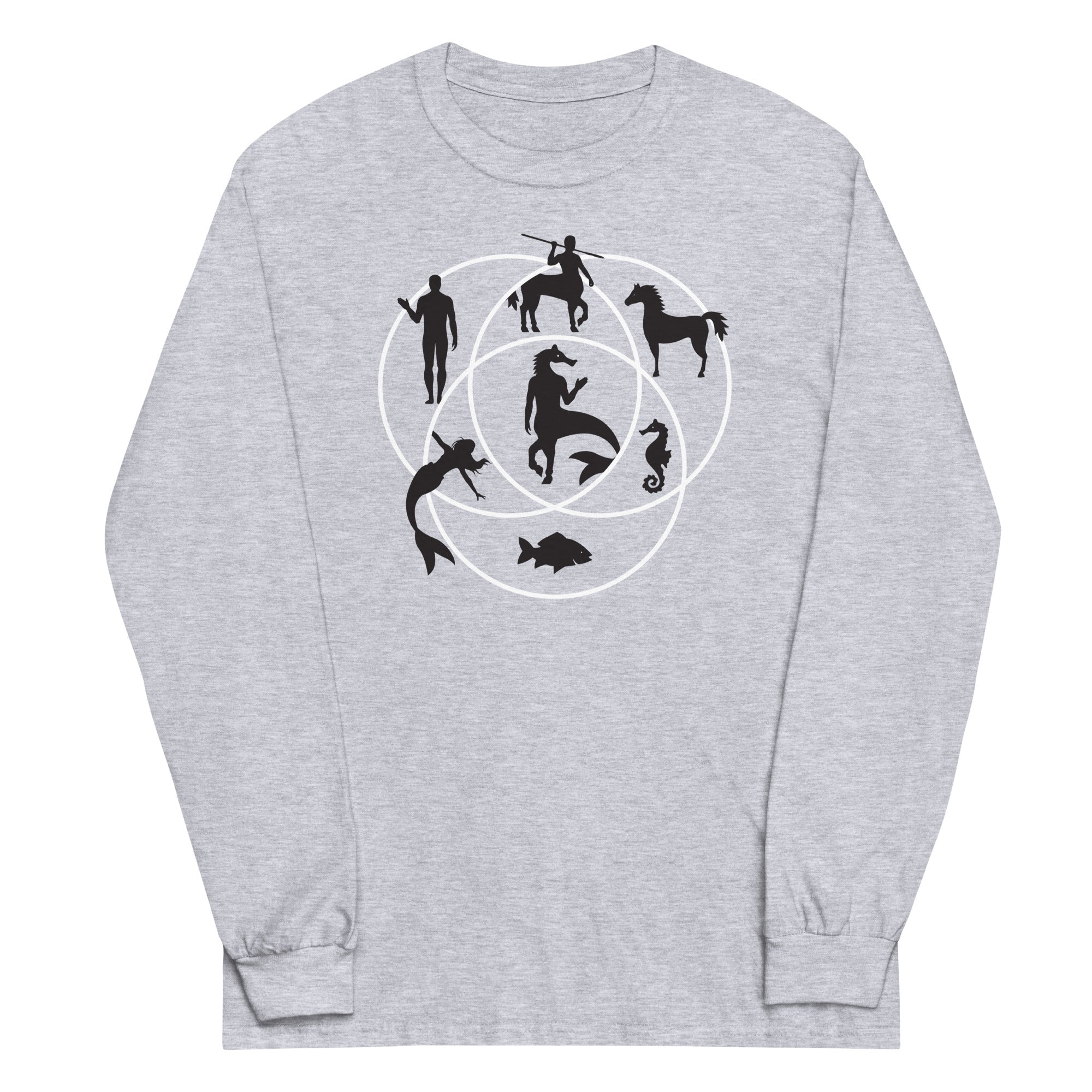 Human Horse Fish Venn Diagram Unisex Long Sleeve Tee Hoodie, Sweatshirt | CoreVibeTees.com (Image 1)