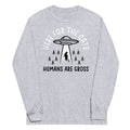 Here For The Cats, Humans Are Gross Unisex Long Sleeve Tee Hoodie, Sweatshirt | CoreVibeTees.com (Image 1)