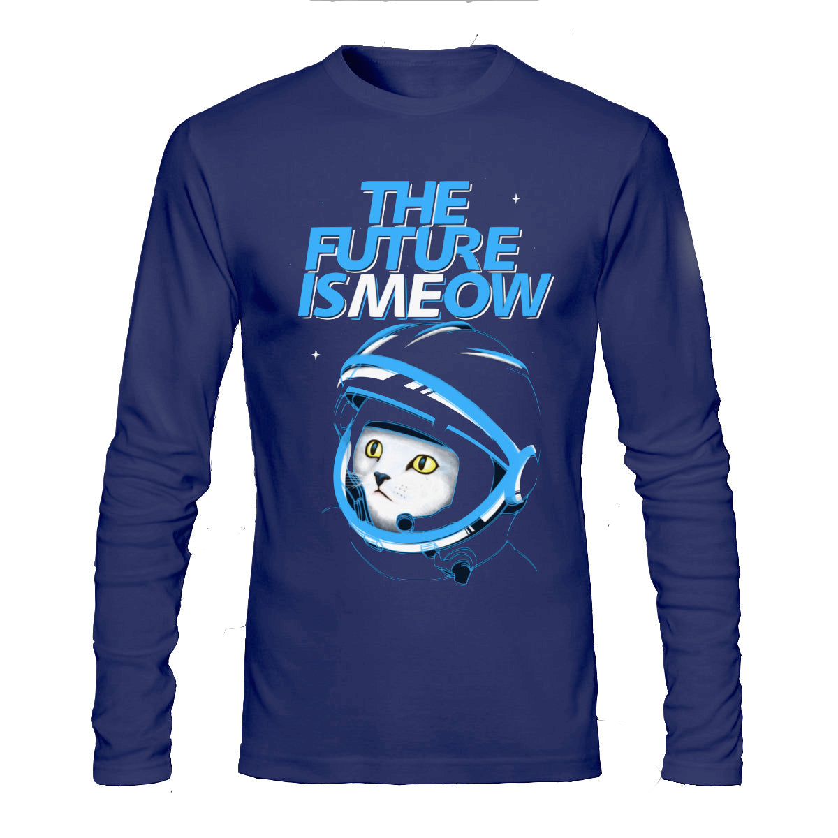 Meow Navy Blue Full Sleeve Tee Hoodie, Sweatshirt | CoreVibeTees.com