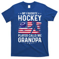 My Favorite Hockey Player Calls Me Grandpa American Flag Gift T-Shirt Hoodie, Sweatshirt | CoreVibeTees.com
