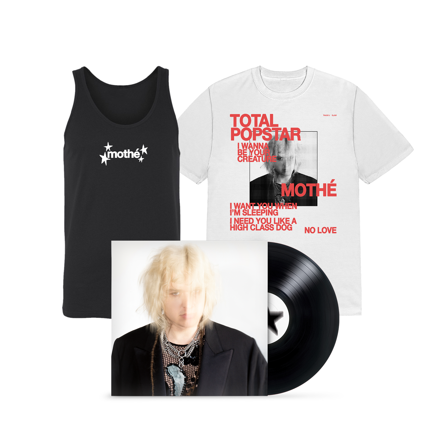 MothÃ© - Claw Tee (White) + Logo Stars Tank (Black) + Total Popstar Vinyl Hoodie, Sweatshirt | CoreVibeTees.com
