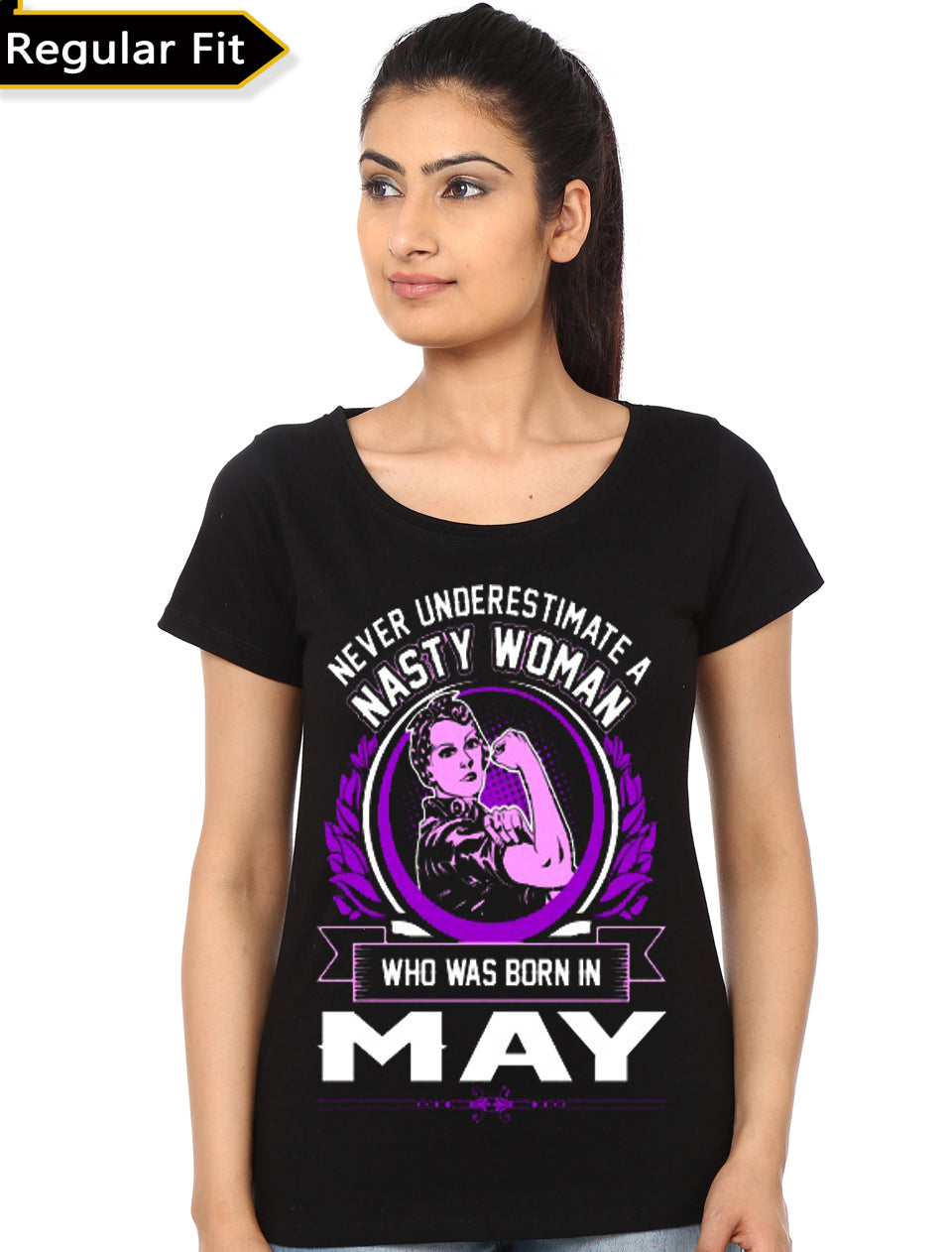 Nasty Woman Who Was Born In May Girls Black T-Shirt Hoodie, Sweatshirt | CoreVibeTees.com