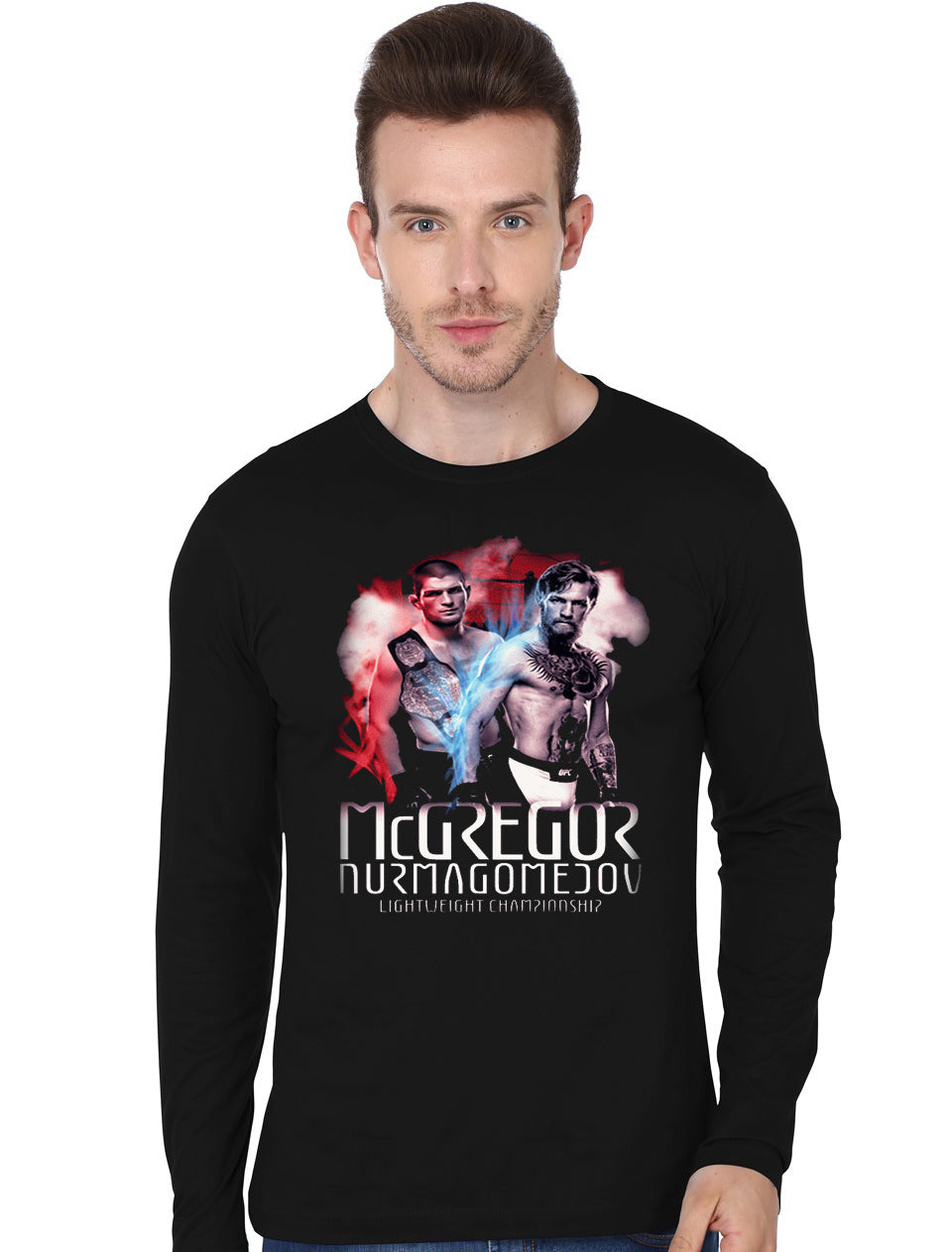 Khabib VS McGregor Black Full Sleeve T-Shirt Hoodie, Sweatshirt | CoreVibeTees.com