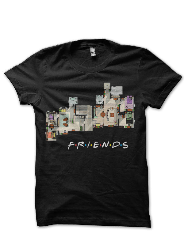 Friends Apartment Floor Plan Black T-Shirt Hoodie, Sweatshirt | CoreVibeTees.com