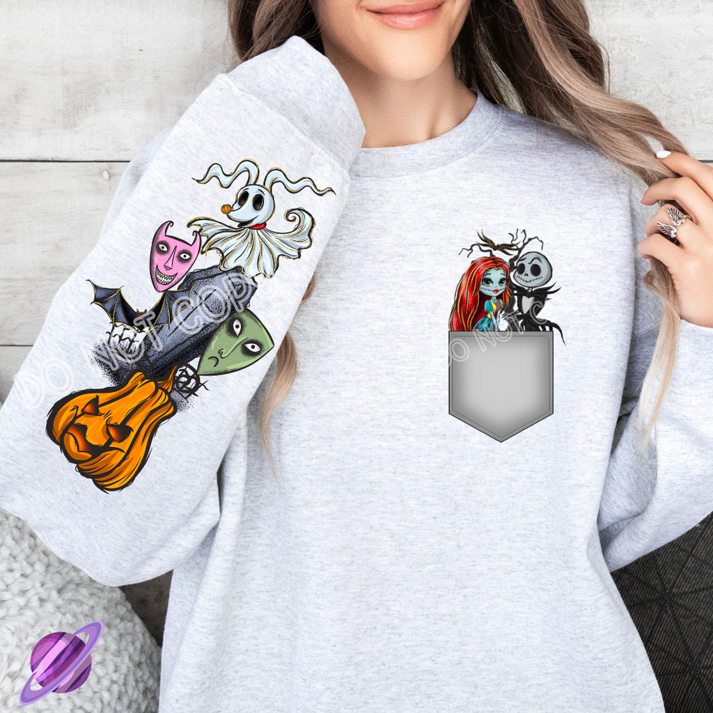 NIGHTMARE 2 - ONE LEG SIMPLE SETS - CREWNECK SWEATSHIRT W/ SLEEVE PRINT T-Shirts, Hoodie | CoreVibeTees.com (Image 1)