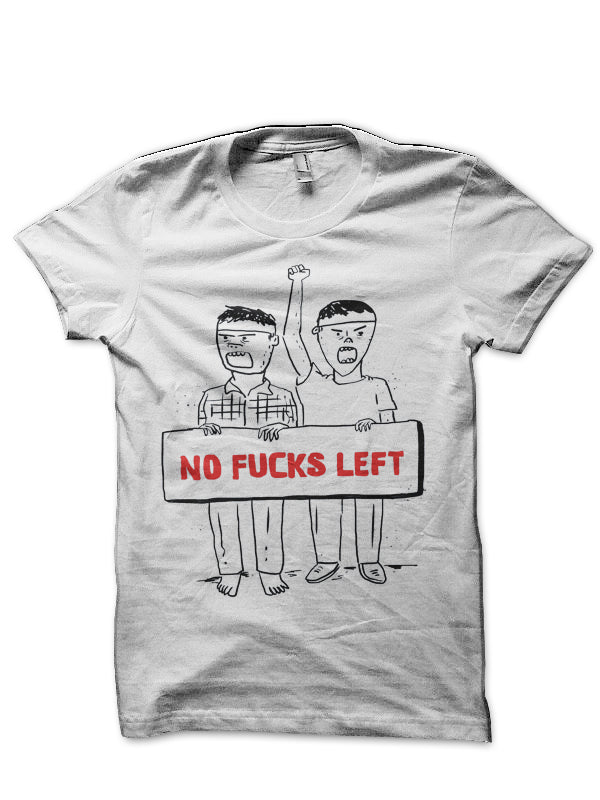 No Fucks Left Half Sleeve White T-Shirt Hoodie, Sweatshirt | CoreVibeTees.com