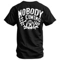 Nobody Is Coming To Save You Skull Men's T-Shirt Hoodie, Sweatshirt | CoreVibeTees.com (Image 1)