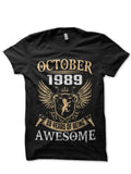 October 1989 28 Years Of Being Awesome Black T-Shirt Hoodie, Sweatshirt | CoreVibeTees.com