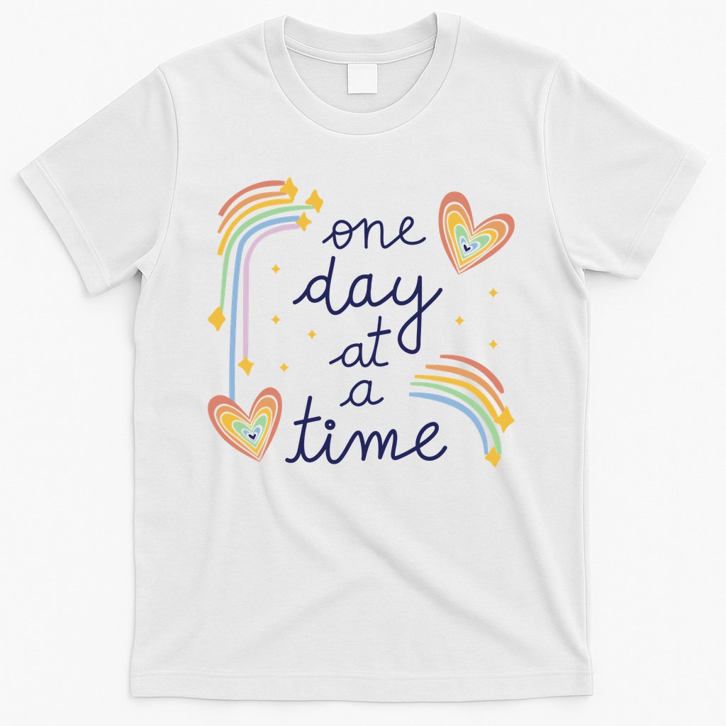 One Day At A Time Rainbow T-Shirt Hoodie, Sweatshirt | CoreVibeTees.com