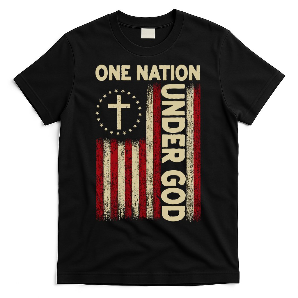 One Nation Under God Flag 4th Of July Patriotic Christian T-Shirt Hoodie, Sweatshirt | CoreVibeTees.com