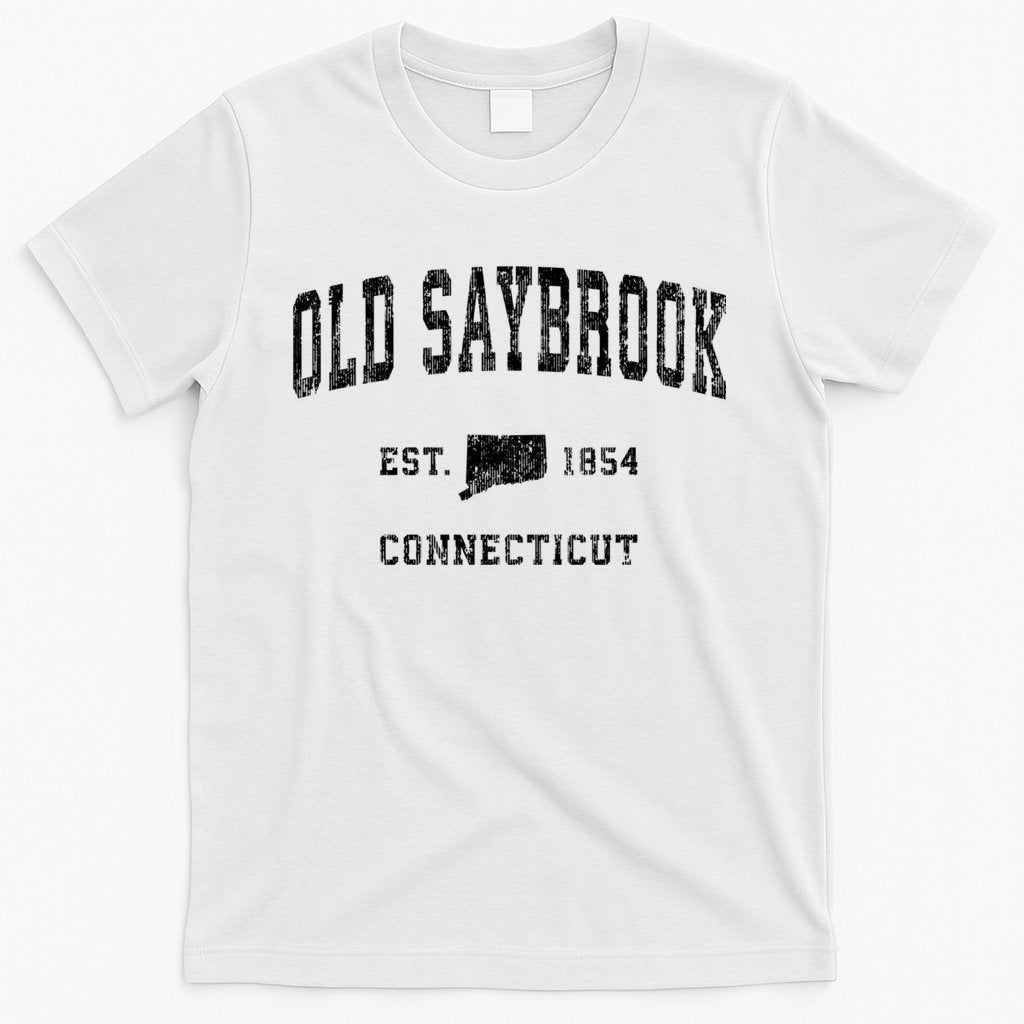 Old Saybrook Connecticut Ct Vintage Established Athletic Sports Design T-Shirt Hoodie, Sweatshirt | CoreVibeTees.com