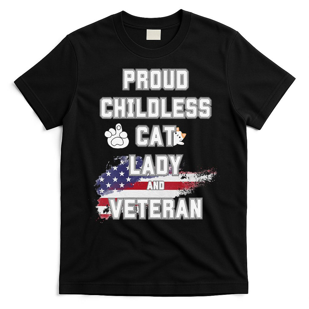 Proud Childless Cat Lady And Veteran T-Shirt Hoodie, Sweatshirt | CoreVibeTees.com