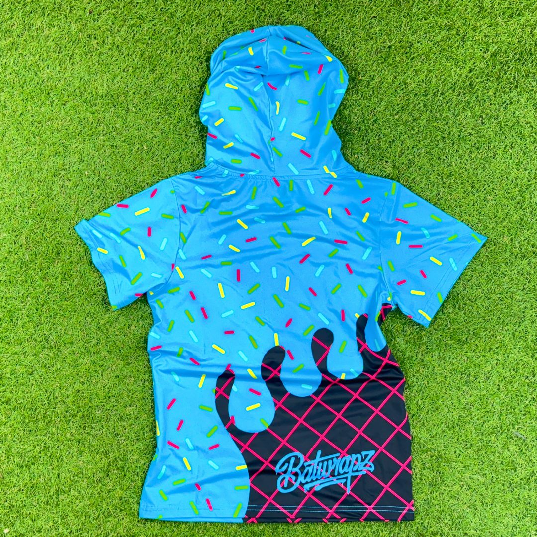 BatWrapz Baseball Blue Ice Cream Short Sleeve Performance Hoodie - Youth T-Shirts, Sweatshirt | CoreVibeTees.com (Image 2)