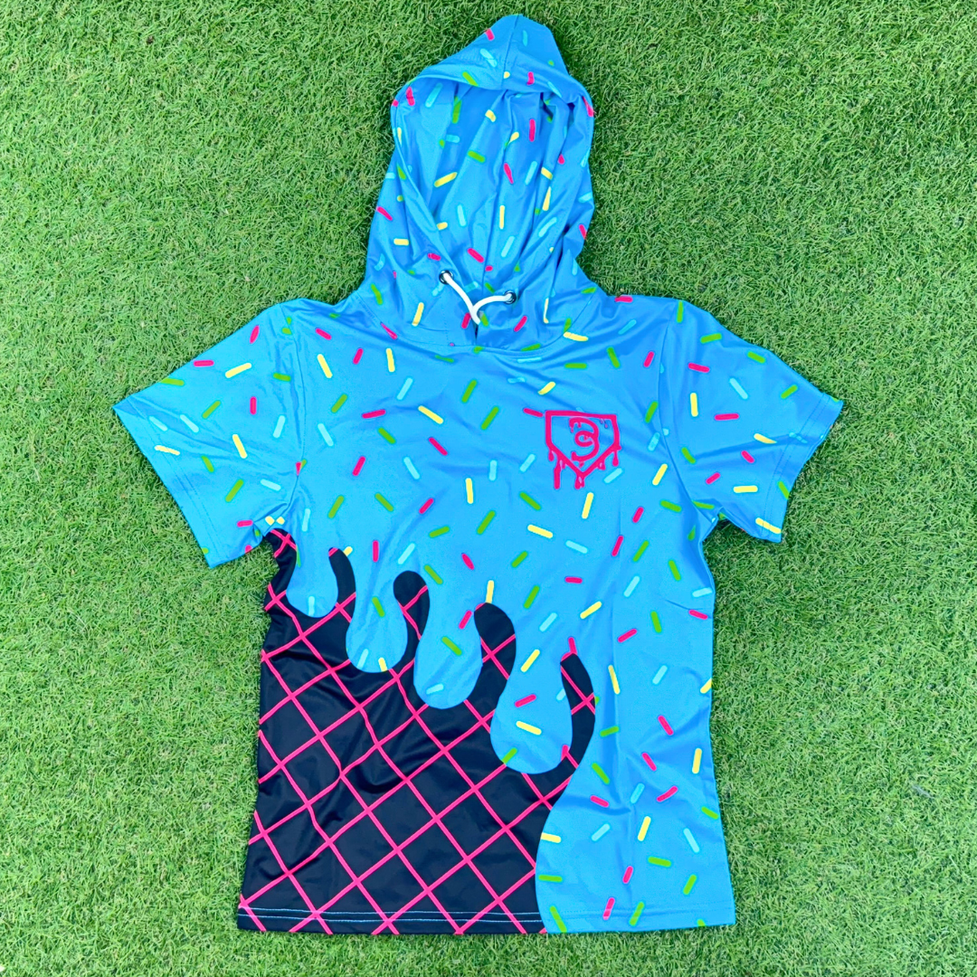 BatWrapz Baseball Blue Ice Cream Short Sleeve Performance Hoodie - Youth T-Shirts, Sweatshirt | CoreVibeTees.com (Image 1)