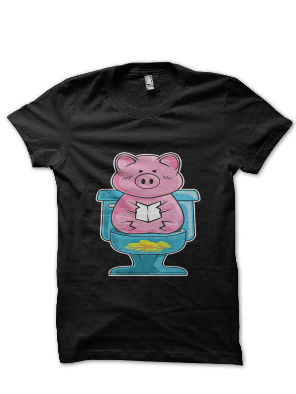 Cute & Funny Pig On Toilet Piggy Bank Potty Training T-Shirt Hoodie, Sweatshirt | CoreVibeTees.com