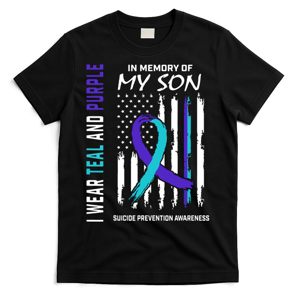 Parents In Memory Of Son Suicide Awareness Prevention Flag T-Shirt Hoodie, Sweatshirt | CoreVibeTees.com