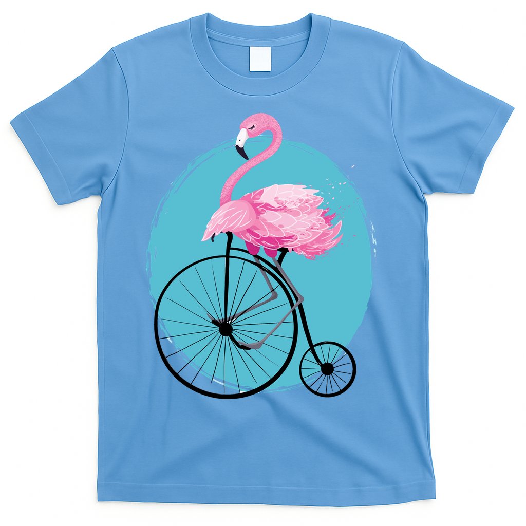 Pink Flamingo On Tall Bicycle Retro T-Shirt Hoodie, Sweatshirt | CoreVibeTees.com
