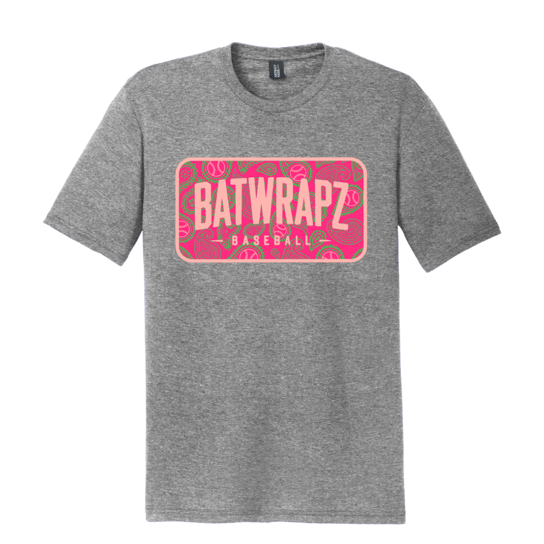 BatWrapz Baseball Paisley Youth Tee - Pink Hoodie, Sweatshirt | CoreVibeTees.com (Image 1)