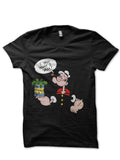Popeye Black Half Sleeve Tee Hoodie, Sweatshirt | CoreVibeTees.com