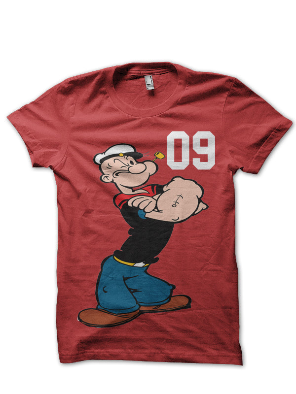 Popeye Red T-Shirt Hoodie, Sweatshirt | CoreVibeTees.com