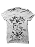 Strong Arm Popeye White Tee Hoodie, Sweatshirt | CoreVibeTees.com