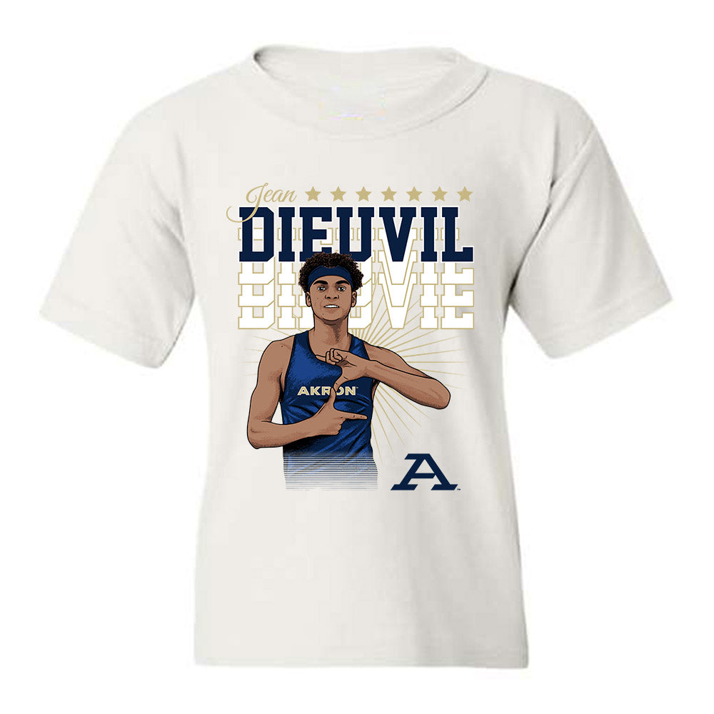 Akron - NCAA Men's Track & Field : Jean Dieuvil - Youth T-Shirt Player Illustration Hoodie, Sweatshirt | CoreVibeTees.com