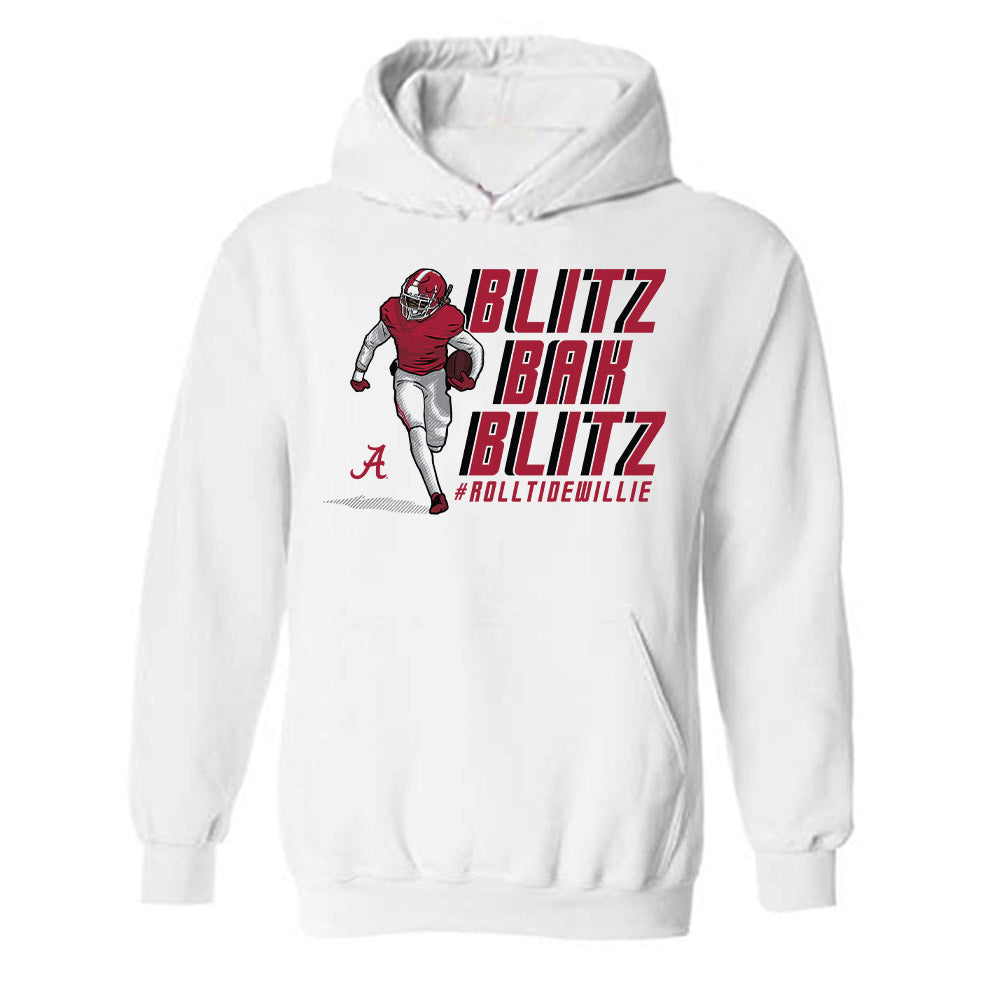 Alabama - NCAA Football :  Jaylen Mbwake  x Roll Tide Willie -  Hooded Sweatshirt Individual Caricature T-Shirts, Hoodie