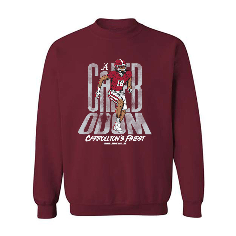 Alabama - NCAA Football :  Caleb Odom  x Roll Tide Willie -  Crewneck Sweatshirt Individual Caricature T-Shirts, Hoodie