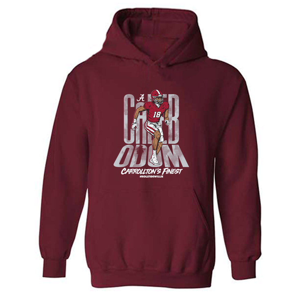 Alabama - NCAA Football :  Caleb Odom  x Roll Tide Willie -  Hooded Sweatshirt Individual Caricature T-Shirts, Hoodie