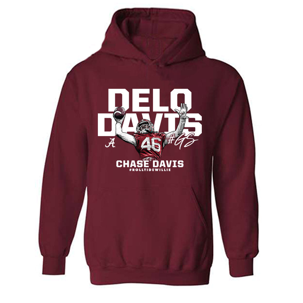 Alabama - NCAA Football :  Chase Davis  x Roll Tide Willie -  Hooded Sweatshirt Individual Caricature T-Shirts, Hoodie