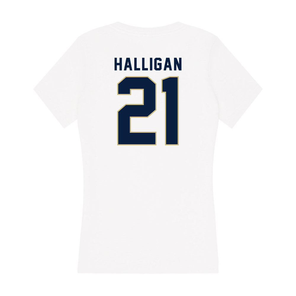 Akron - NCAA Men's Basketball : Zachary Halligan - Women's V-Neck T-Shirt Hoodie, Sweatshirt | CoreVibeTees.com (Image 2)