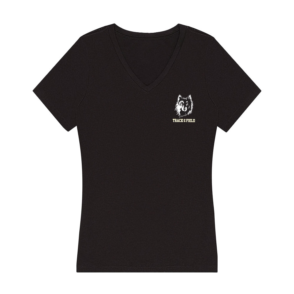 '- NCAA Women's Track & Field : Morgan Sheldon - Women's V-Neck T-Shirt Hoodie, Sweatshirt | CoreVibeTees.com (Image 1)