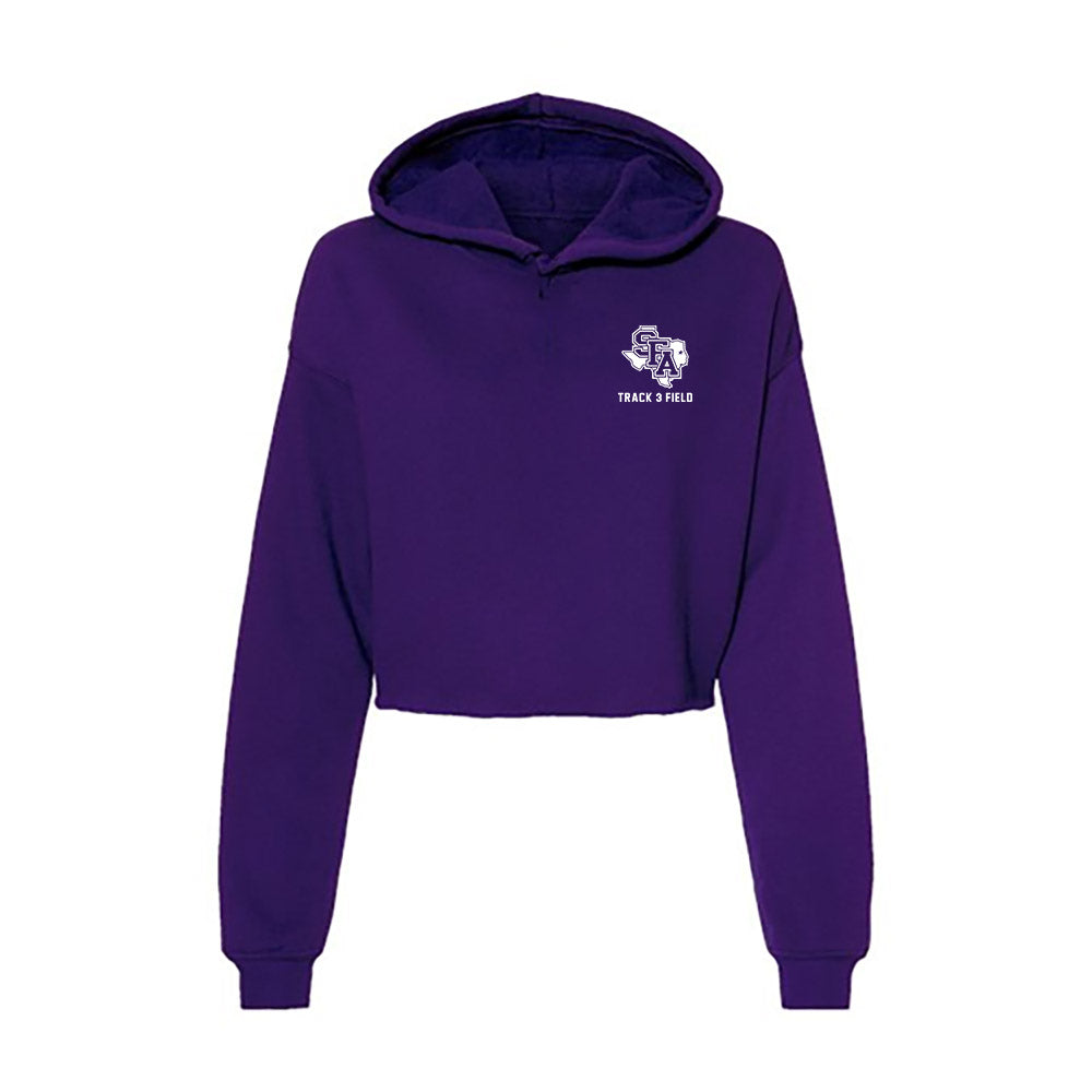 '- NCAA Men's Track & Field : Payton Bragg - Women's Crop Fleece Hoodie T-Shirts, Sweatshirt | CoreVibeTees.com (Image 1)