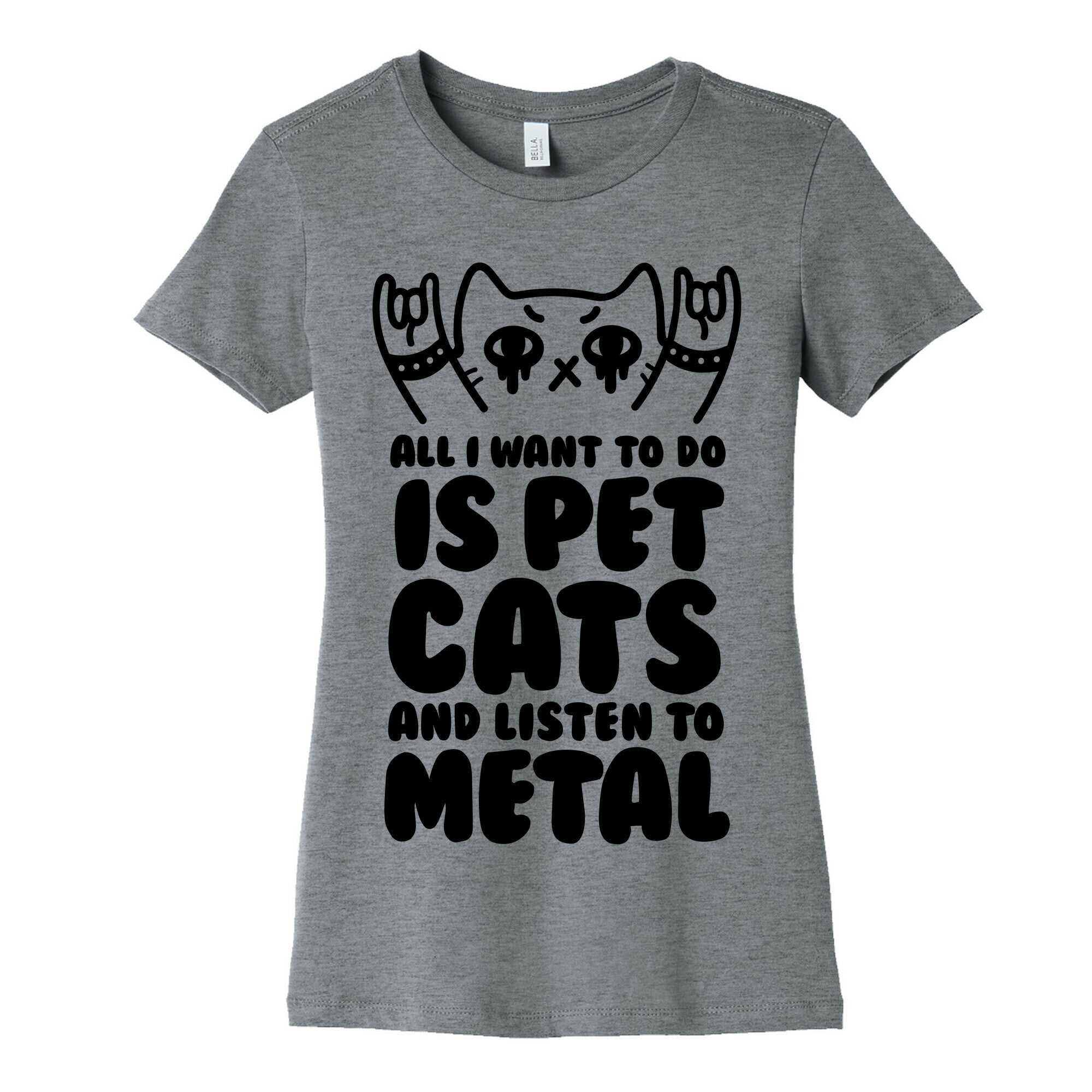 All I Want To Do Is Pet Cats And Listen To Metal Women's Cotton Tee Hoodie, Sweatshirt | CoreVibeTees.com (Image 2)