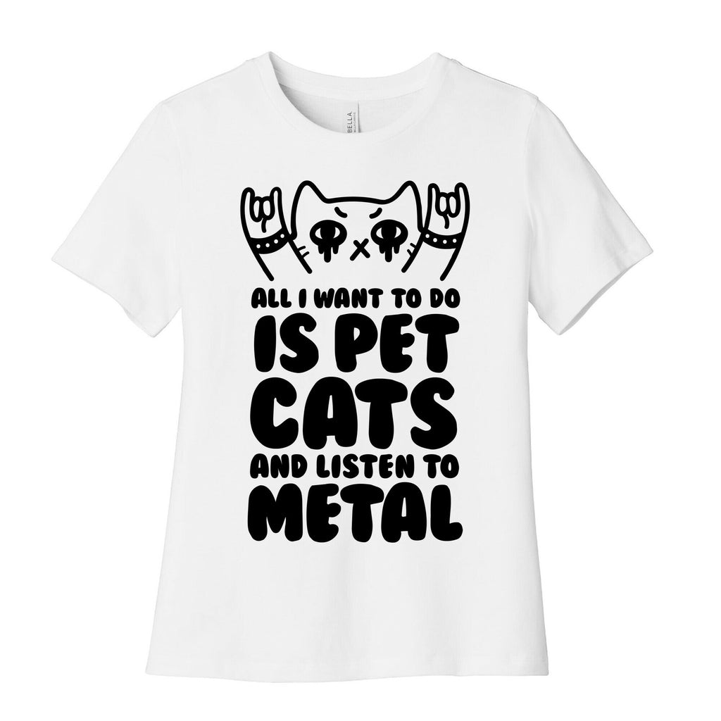 All I Want To Do Is Pet Cats And Listen To Metal Women's Cotton Tee Hoodie, Sweatshirt | CoreVibeTees.com (Image 1)