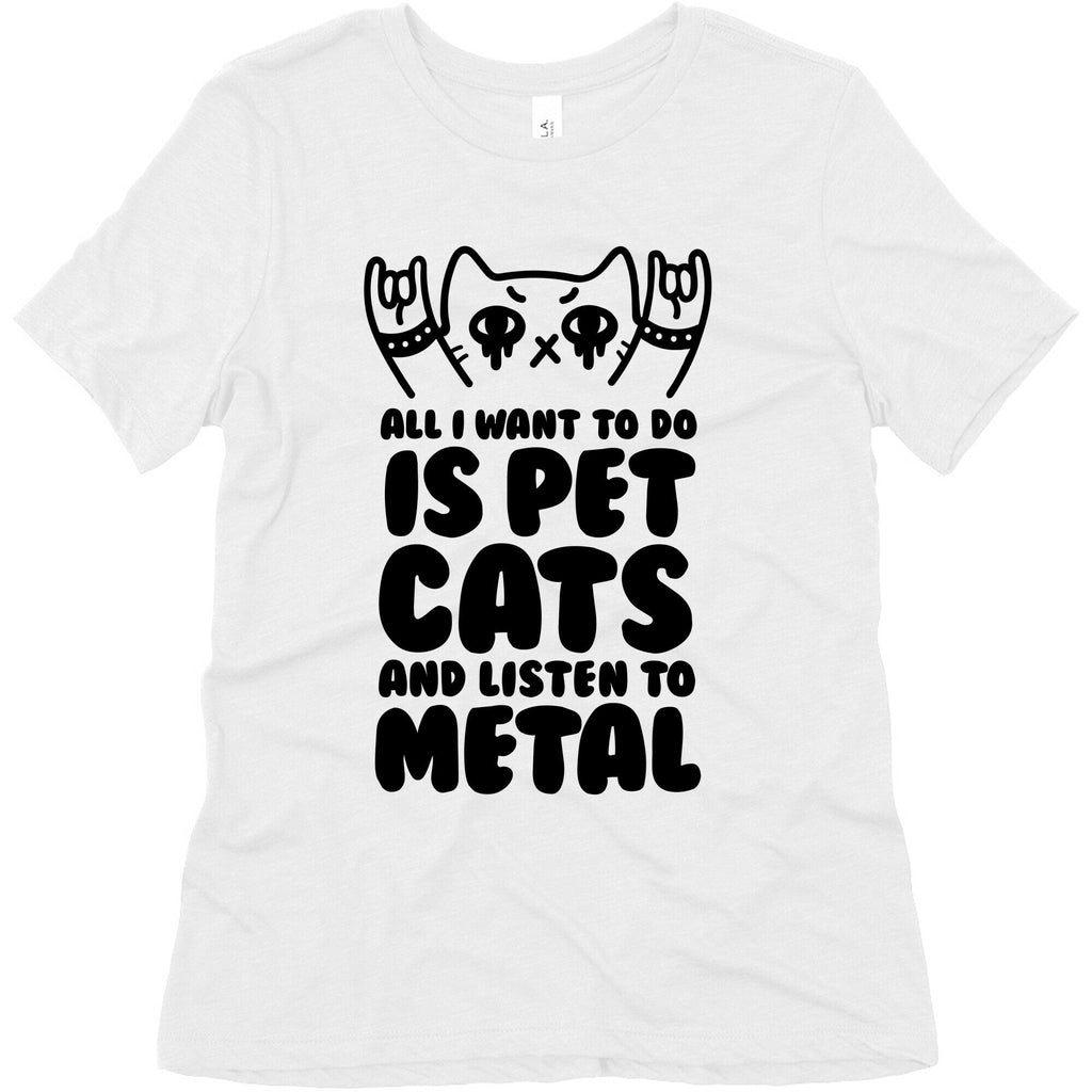All I Want To Do Is Pet Cats And Listen To Metal Women's Triblend Tee Hoodie, Sweatshirt | CoreVibeTees.com (Image 2)
