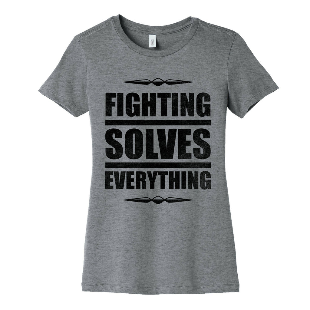 Fighting Solves Everything Women's Cotton Tee Hoodie, Sweatshirt | CoreVibeTees.com (Image 2)