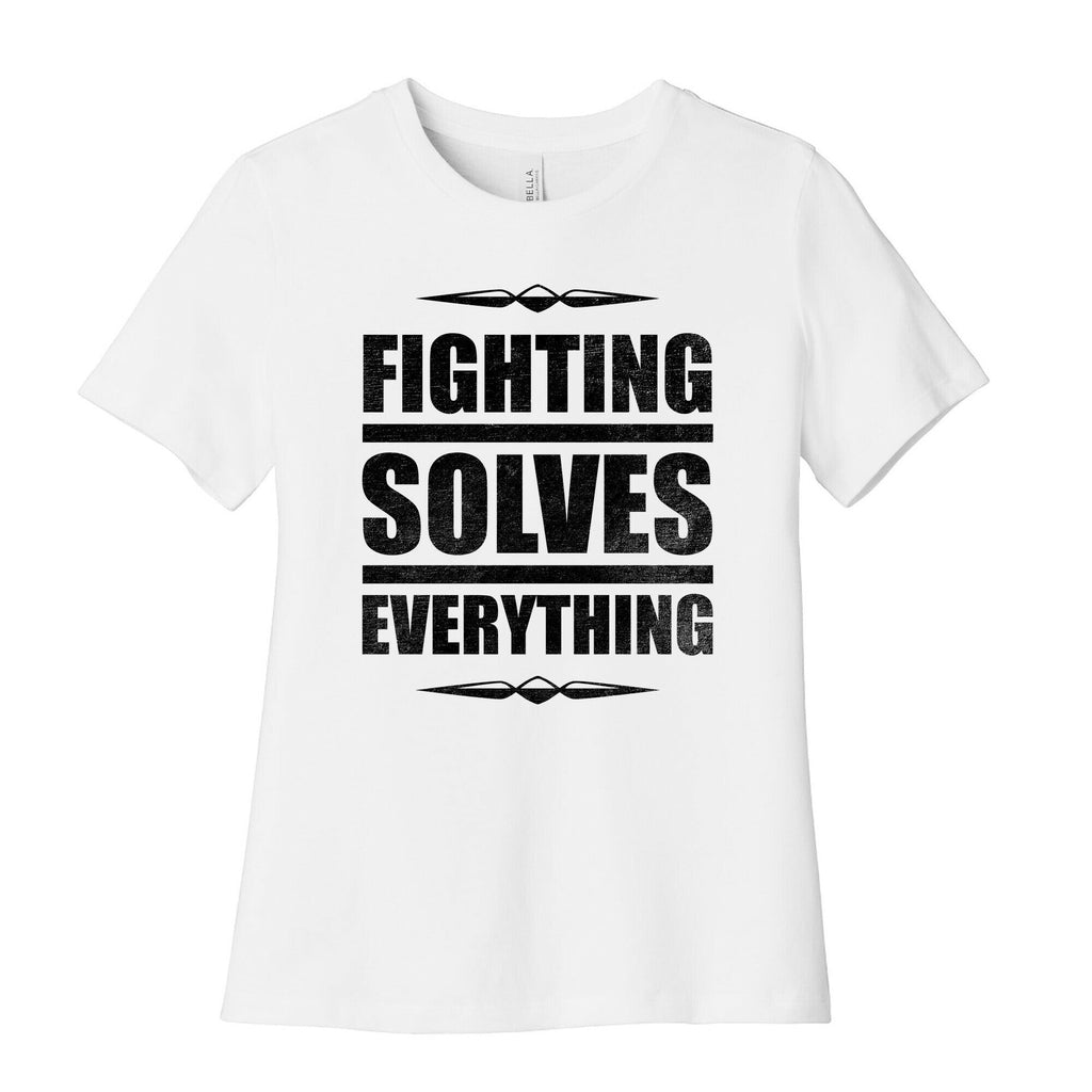 Fighting Solves Everything Women's Cotton Tee Hoodie, Sweatshirt | CoreVibeTees.com (Image 1)