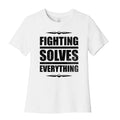 Fighting Solves Everything Women's Cotton Tee Hoodie, Sweatshirt | CoreVibeTees.com (Image 1)