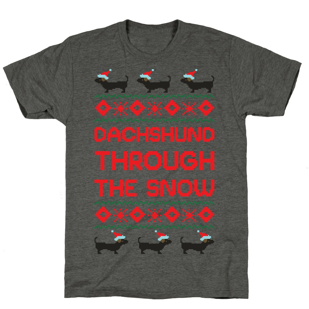 Dachshund Through The Snow Unisex Triblend Tee Hoodie, Sweatshirt | CoreVibeTees.com (Image 2)