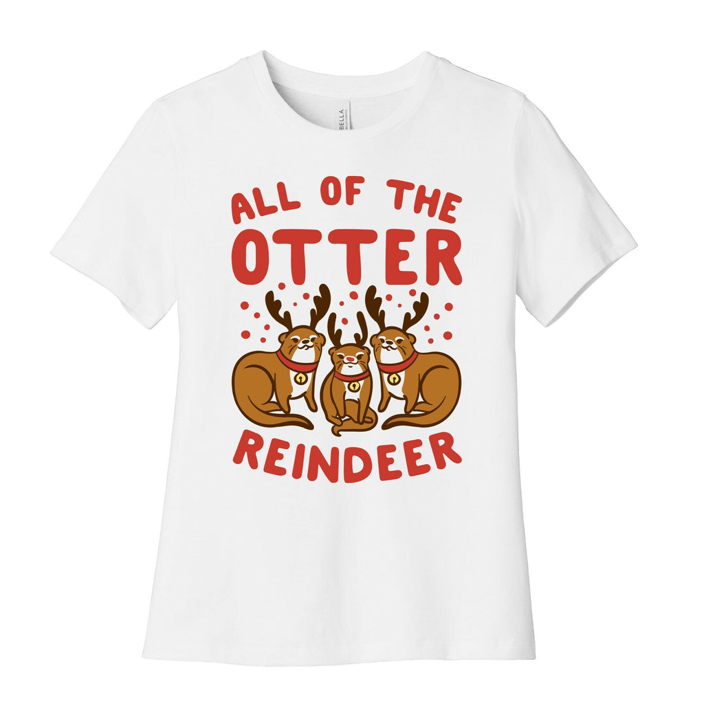 All of The Otter Reindeer Women's Cotton Tee Hoodie, Sweatshirt | CoreVibeTees.com (Image 1)