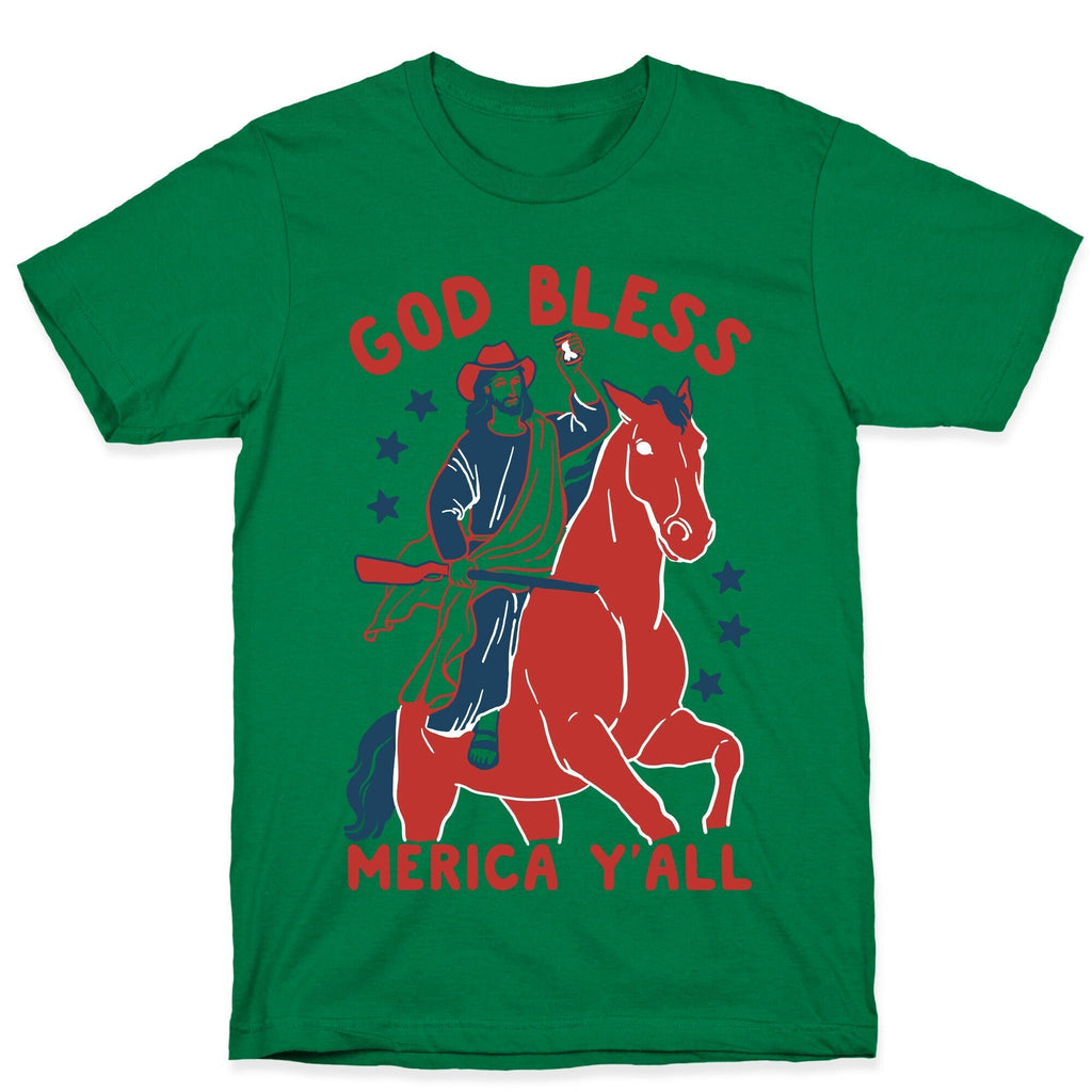 God Bless Merica Y'all: Cowboy Jesus T-Shirt Style001 Hoodie, Sweatshirt | CoreVibeTees.com (Image 4)