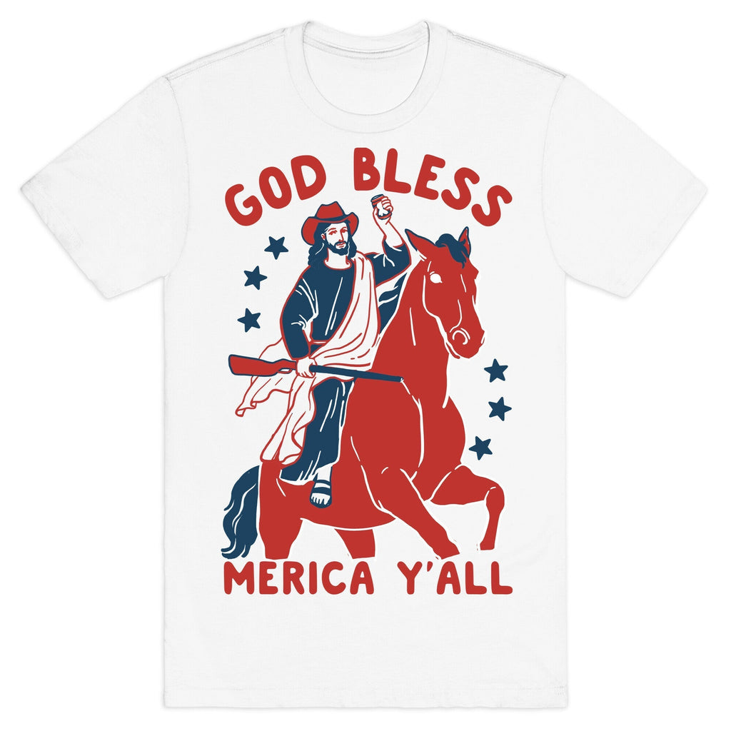 God Bless Merica Y'all: Cowboy Jesus T-Shirt Style001 Hoodie, Sweatshirt | CoreVibeTees.com (Image 2)