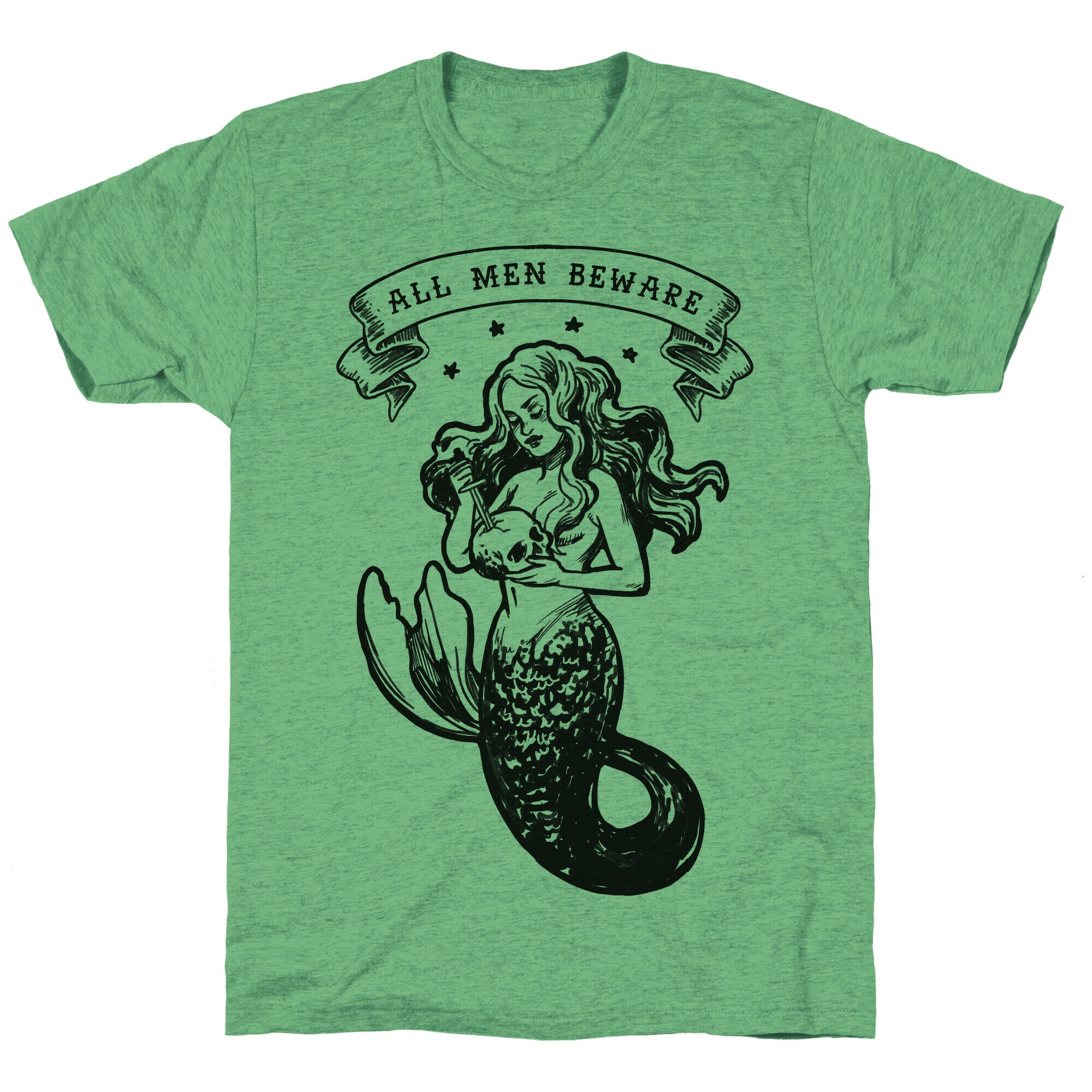 All Men Beware Vintage Mermaid Unisex Triblend Tee Hoodie, Sweatshirt | CoreVibeTees.com (Image 1)